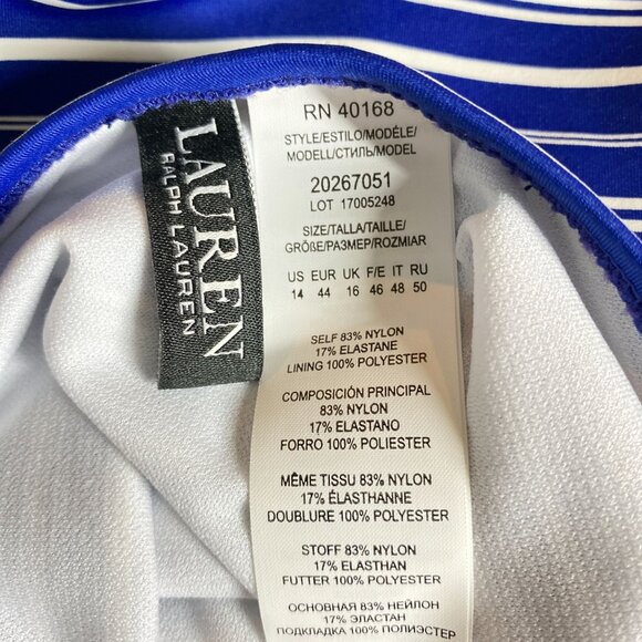 Lauren Ralph Lauren Women's Striped Blue and White Bikini Bottom, Size 14 - Picture 6 of 9